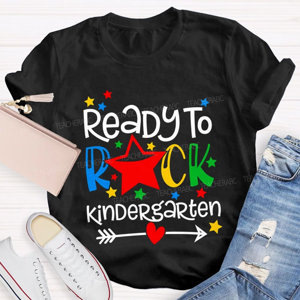 Personalized Grade Ready To Rock Kindergarten Little Star Teacher T-shirt