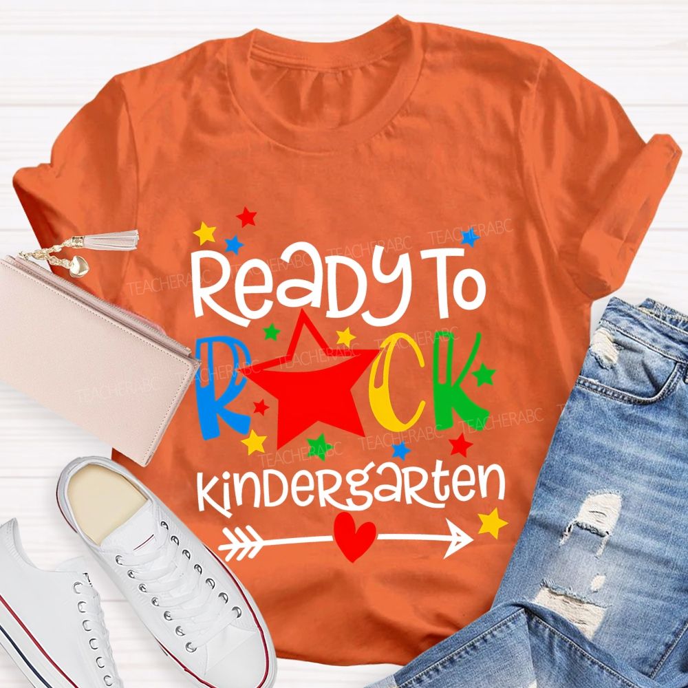 Personalized Grade Ready To Rock Kindergarten Little Star Teacher T-shirt