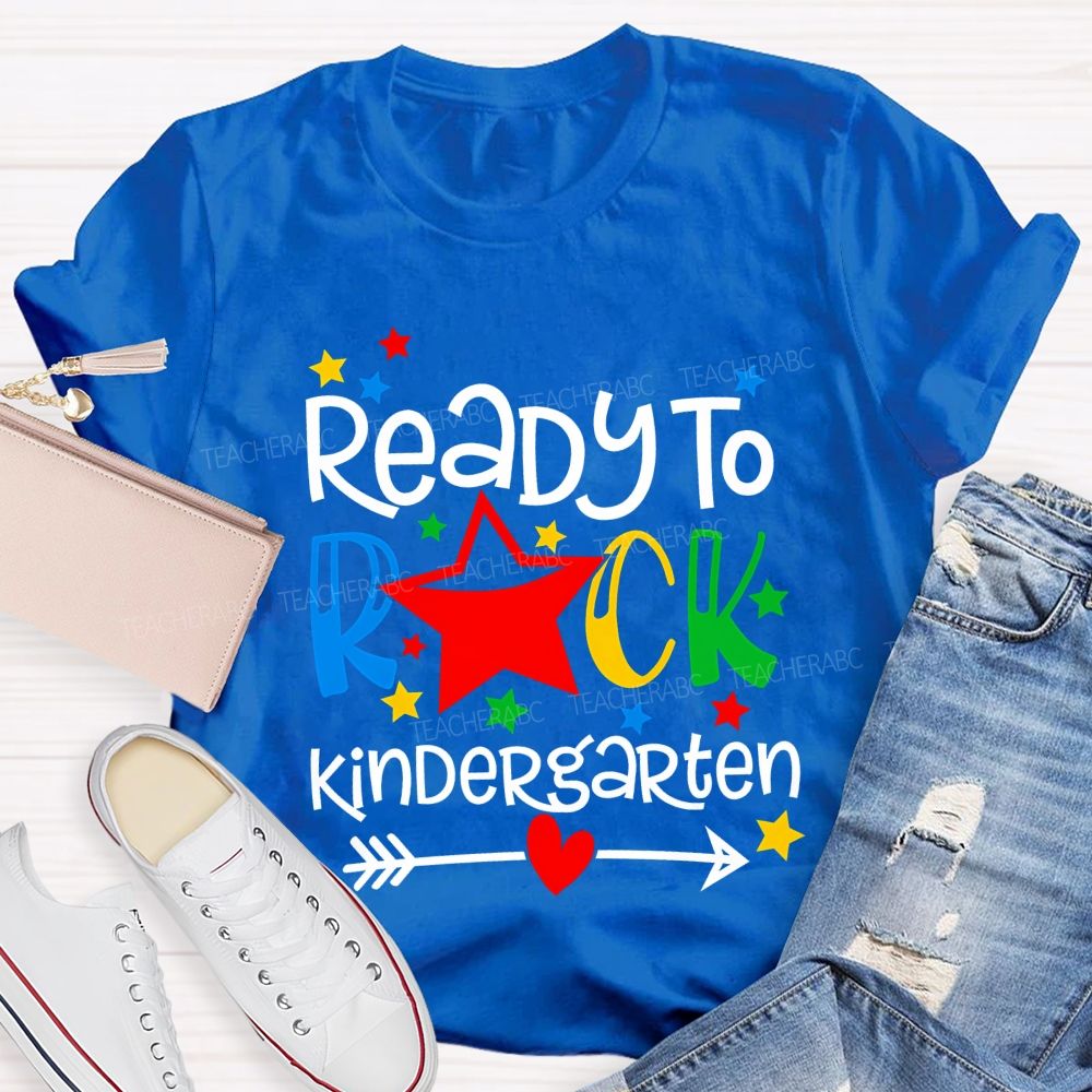 Personalized Grade Ready To Rock Kindergarten Little Star Teacher T-shirt