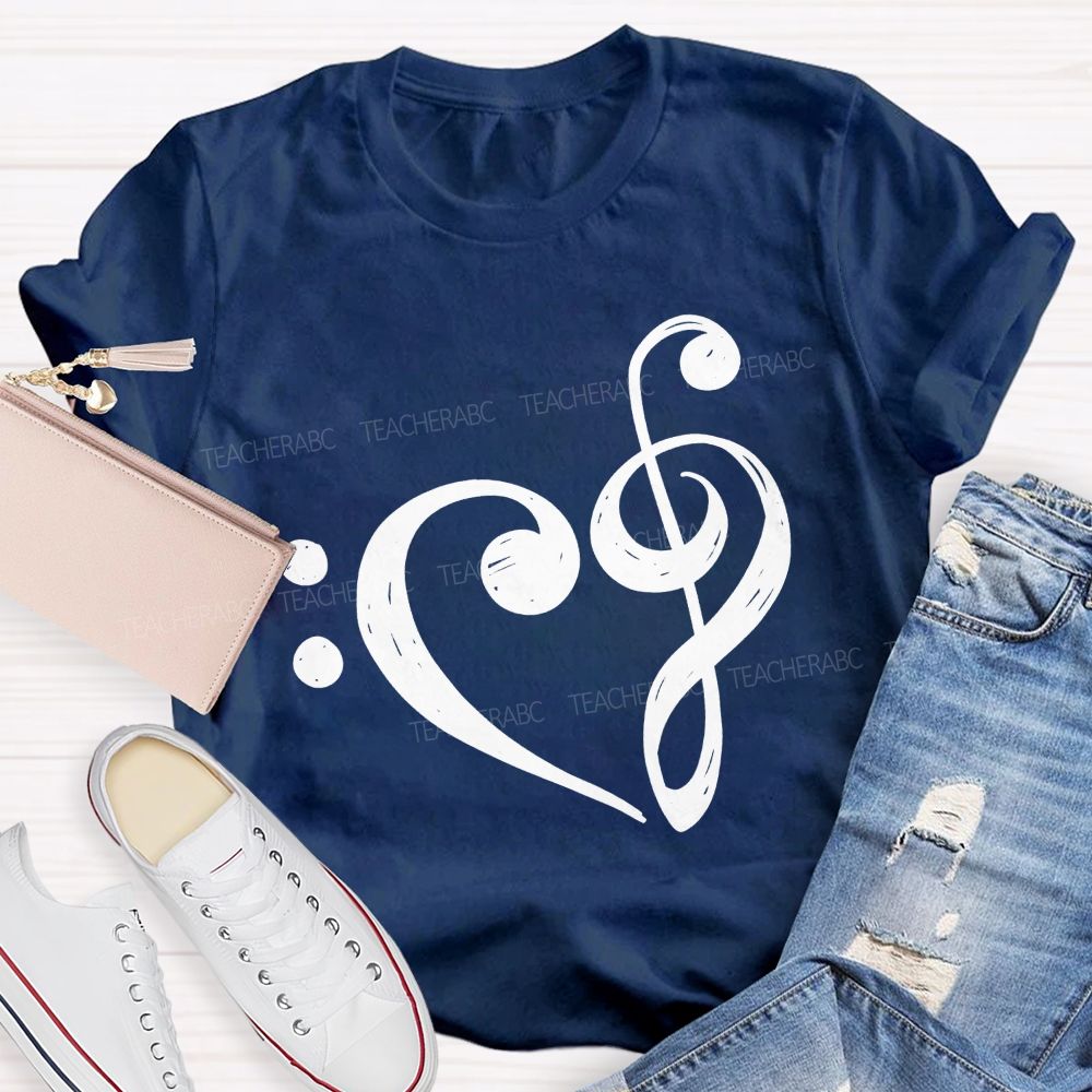 Treble Clef Heart Music Teacher Soul Teacher T-shirt