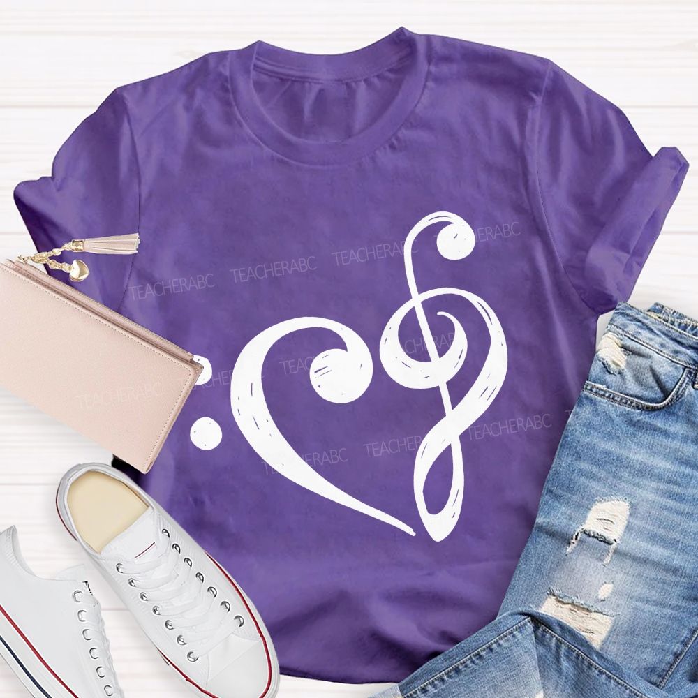 Treble Clef Heart Music Teacher Soul Teacher T-shirt