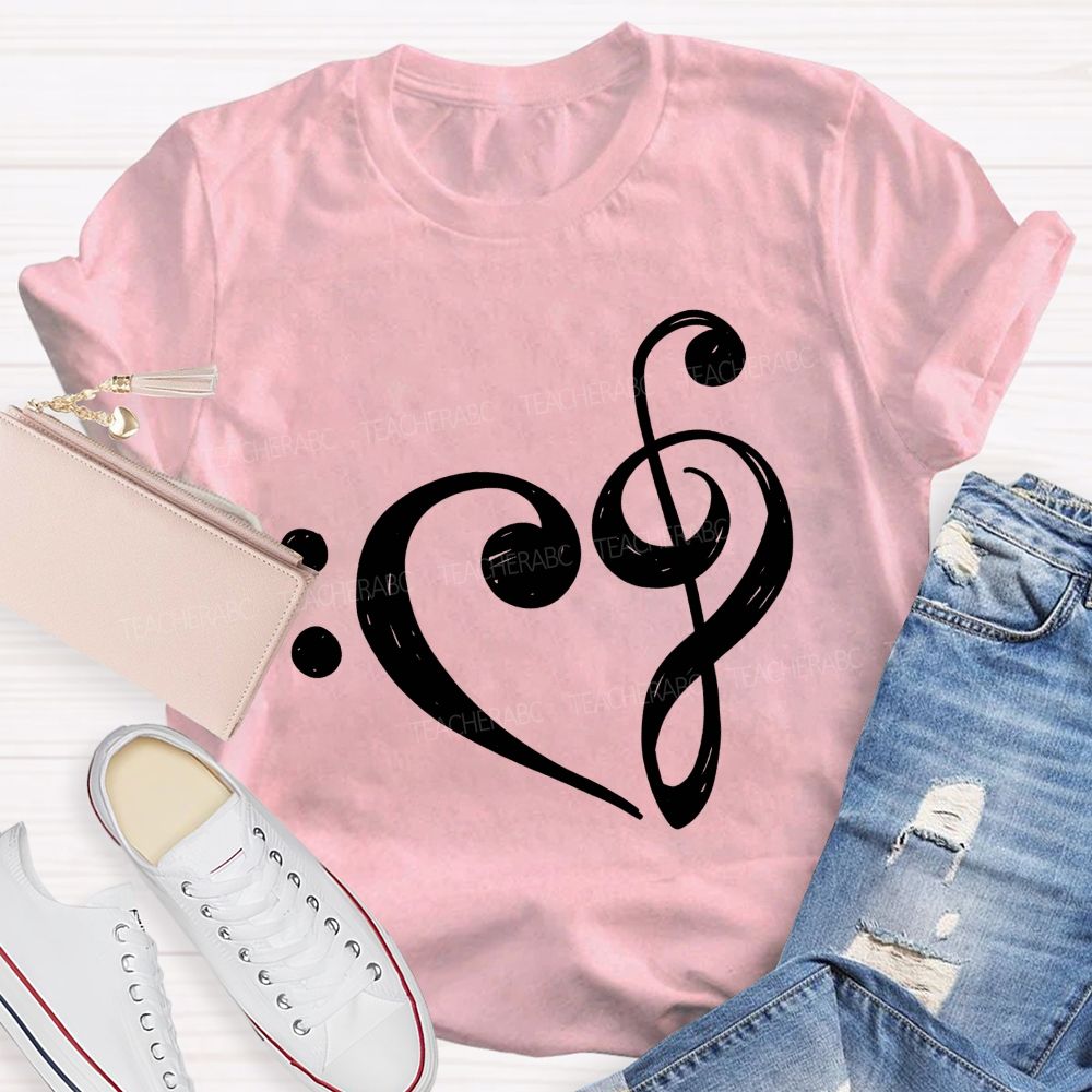 Treble Clef Heart Music Teacher Soul Teacher T-shirt