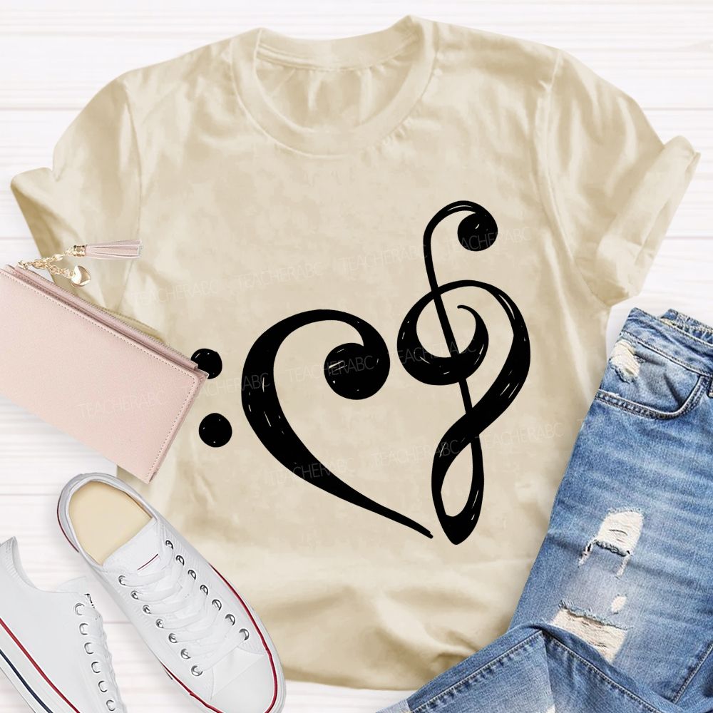 Treble Clef Heart Music Teacher Soul Teacher T-shirt