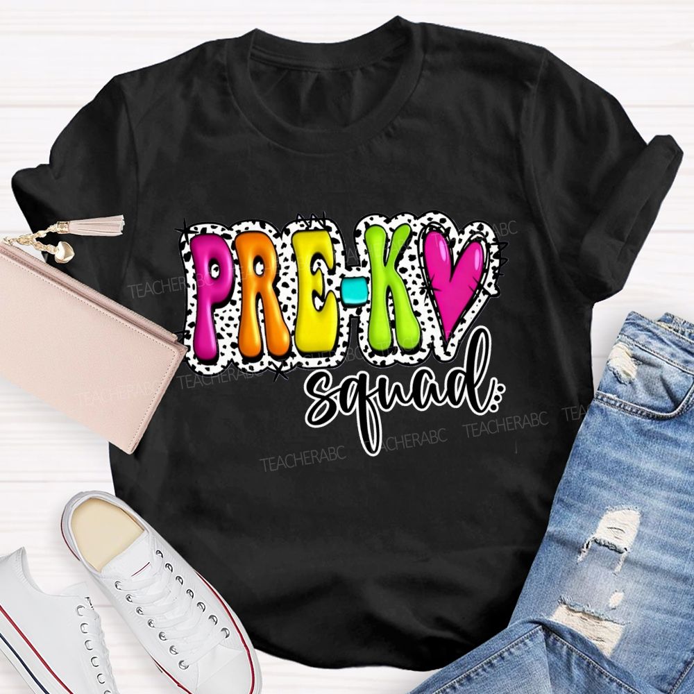 Personalized Grade Pre-K Squad Growing Little Minds Pre-K Teacher T-shirt