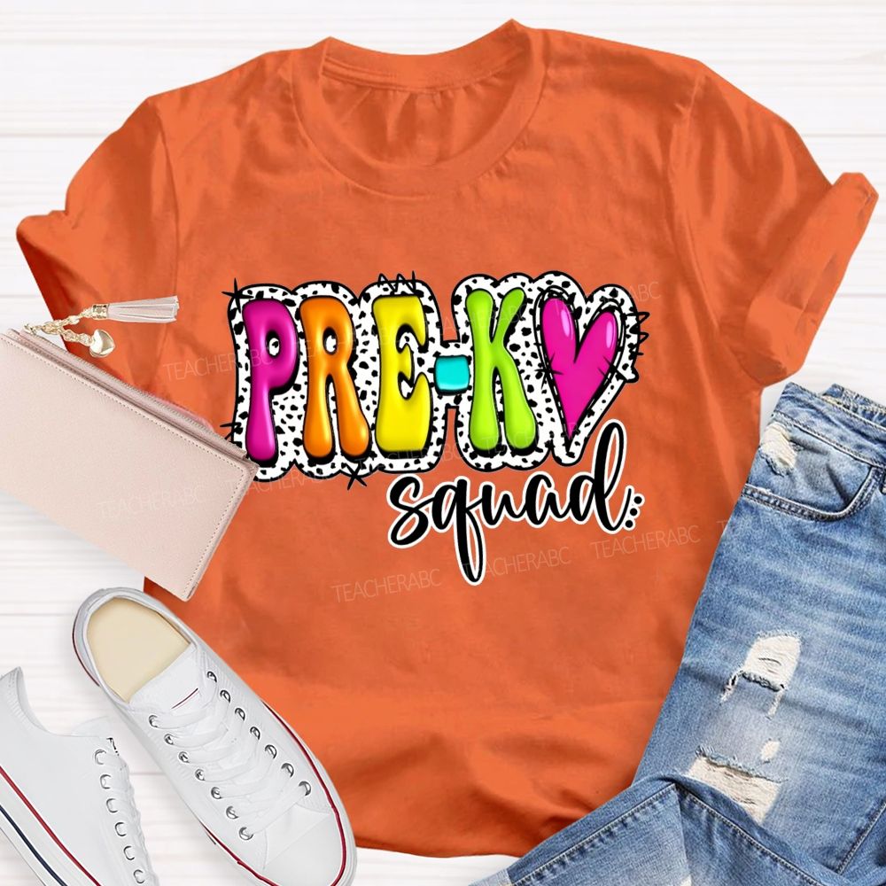 Personalized Grade Pre-K Squad Growing Little Minds Pre-K Teacher T-shirt