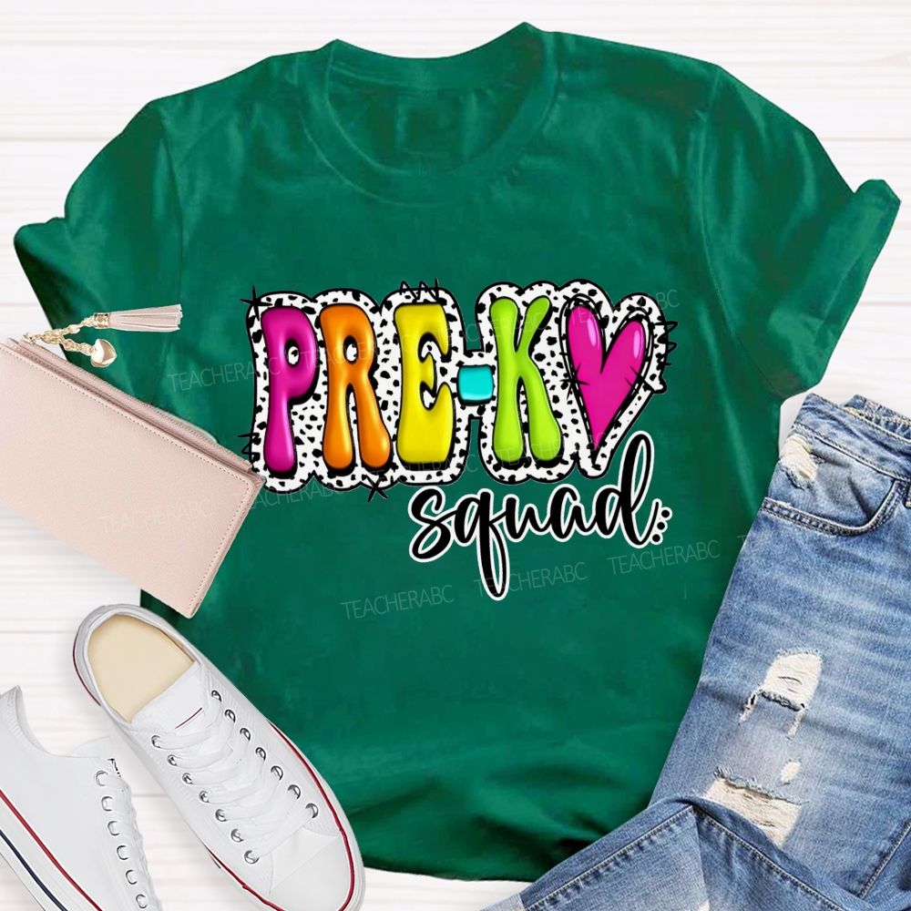 Personalized Grade Pre-K Squad Growing Little Minds Pre-K Teacher T-shirt