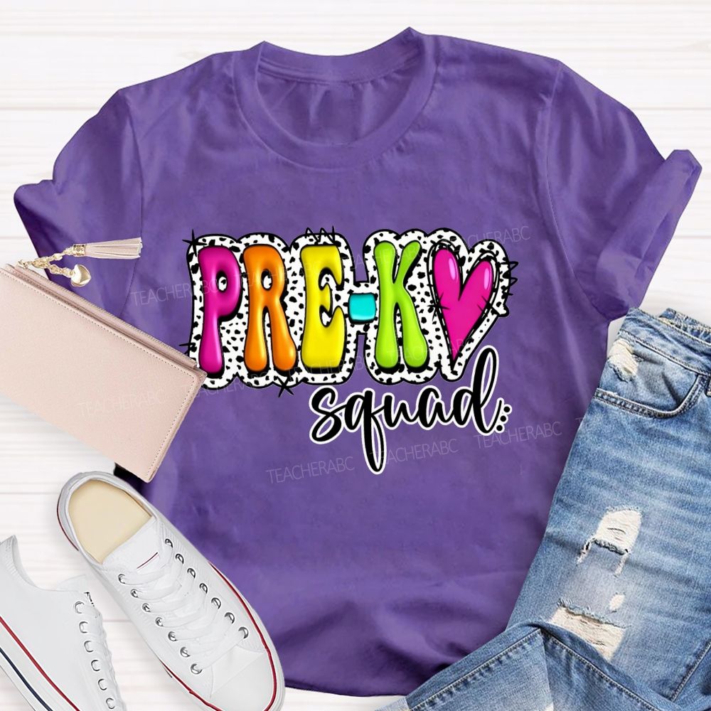 Personalized Grade Pre-K Squad Growing Little Minds Pre-K Teacher T-shirt