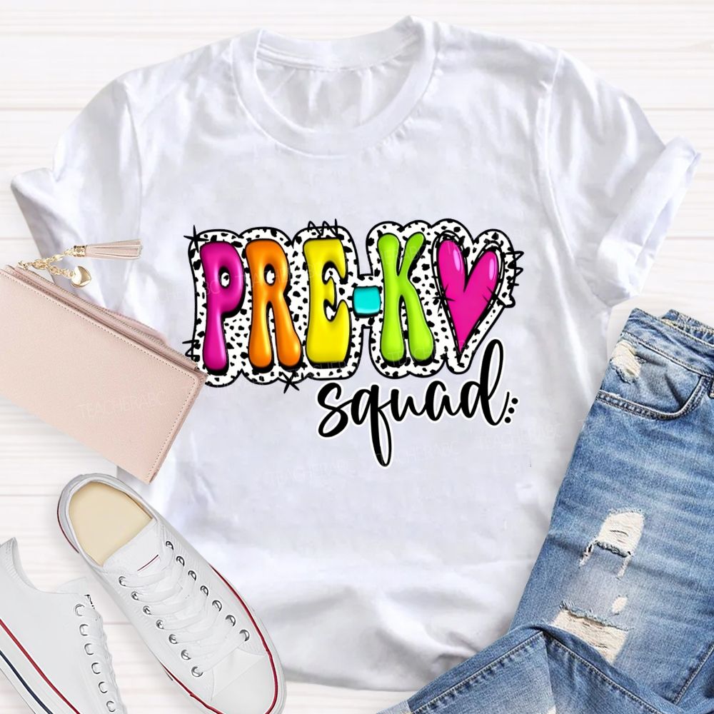 Personalized Grade Pre-K Squad Growing Little Minds Pre-K Teacher T-shirt