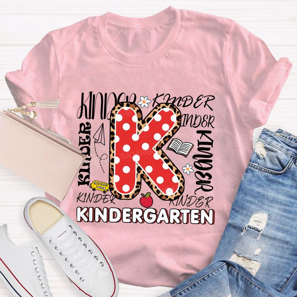 Personalized Grade Polka Dots Leopard Print And Letters Back To School Teacher T-Shirt