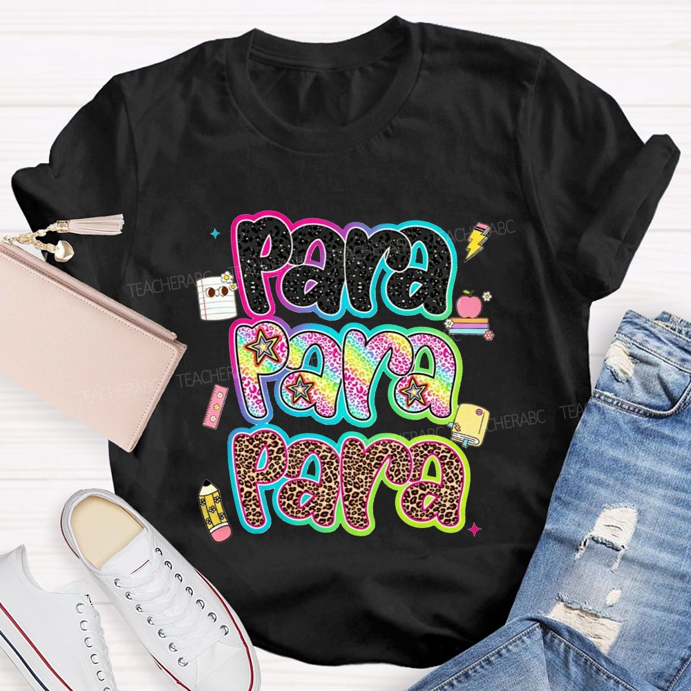 Para Leopard Print Paraprofessional Teacher T-shirt