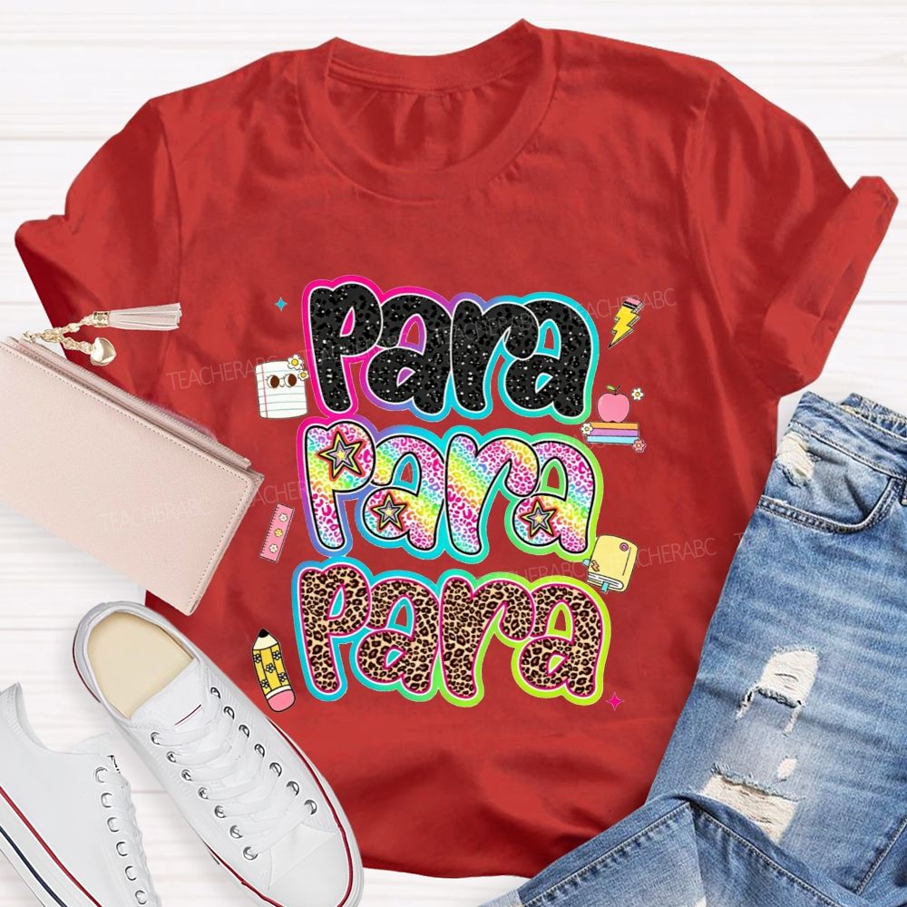 Para Leopard Print Paraprofessional Teacher T-shirt
