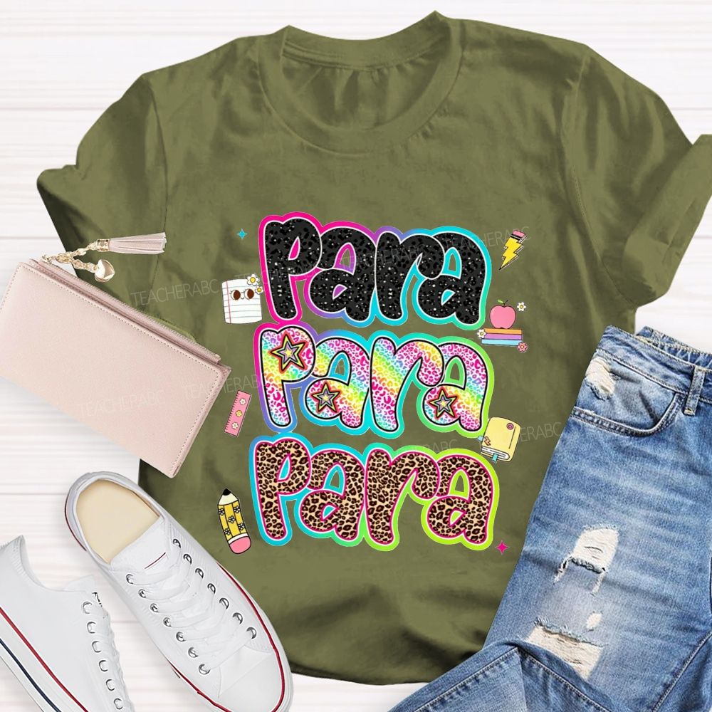 Para Leopard Print Paraprofessional Teacher T-shirt