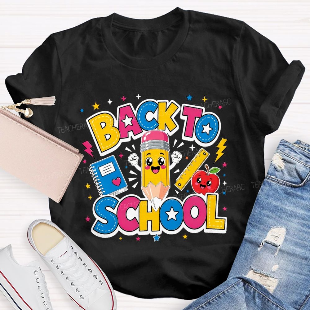 Rainbow Stitch Star Back To School Teacher T-shirt
