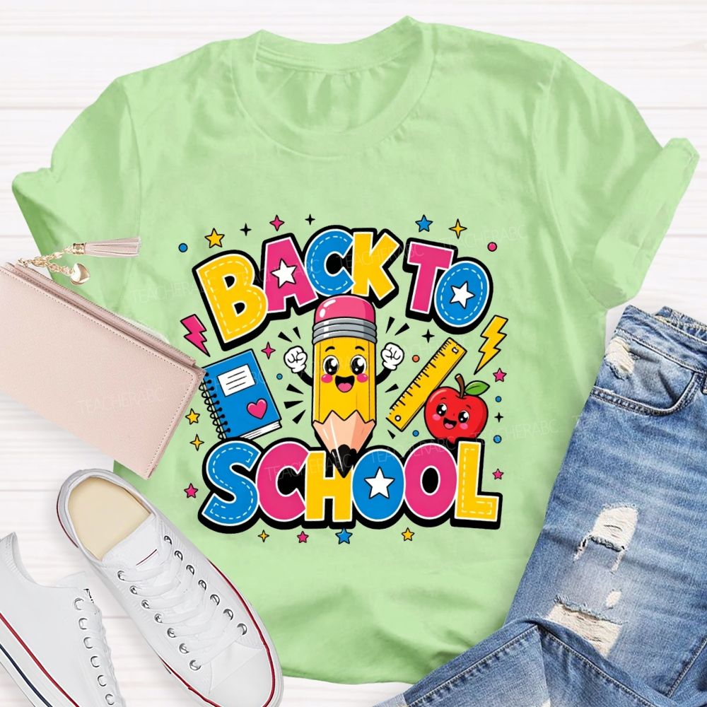 Rainbow Stitch Star Back To School Teacher T-shirt