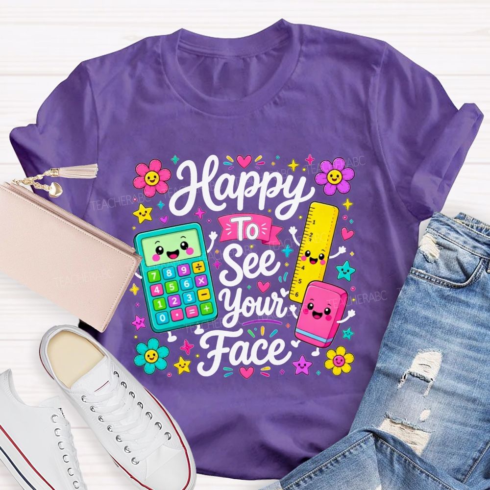 Floral Star Happy To See Your Face Educator Teacher T-shirt