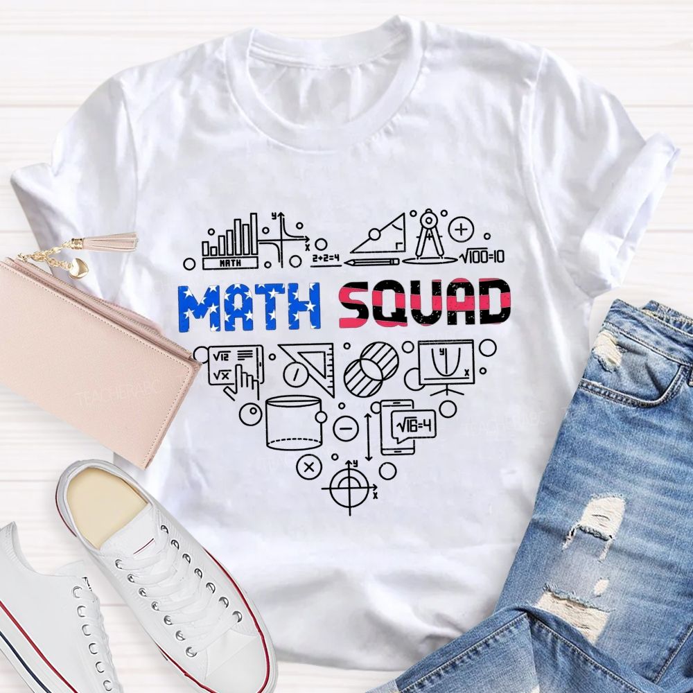 Math Squad Math Teacher Math Symbol Heart Group Teacher T-shirt