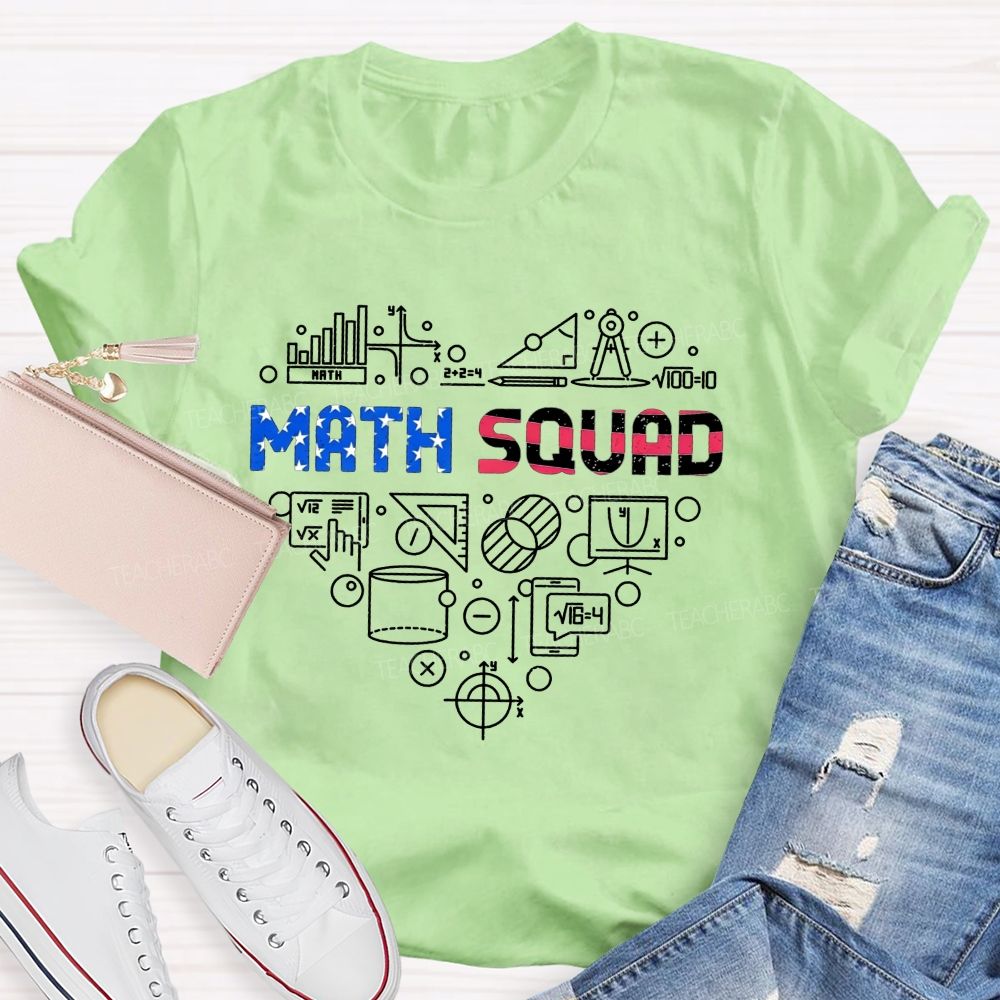 Math Squad Math Teacher Math Symbol Heart Group Teacher T-shirt