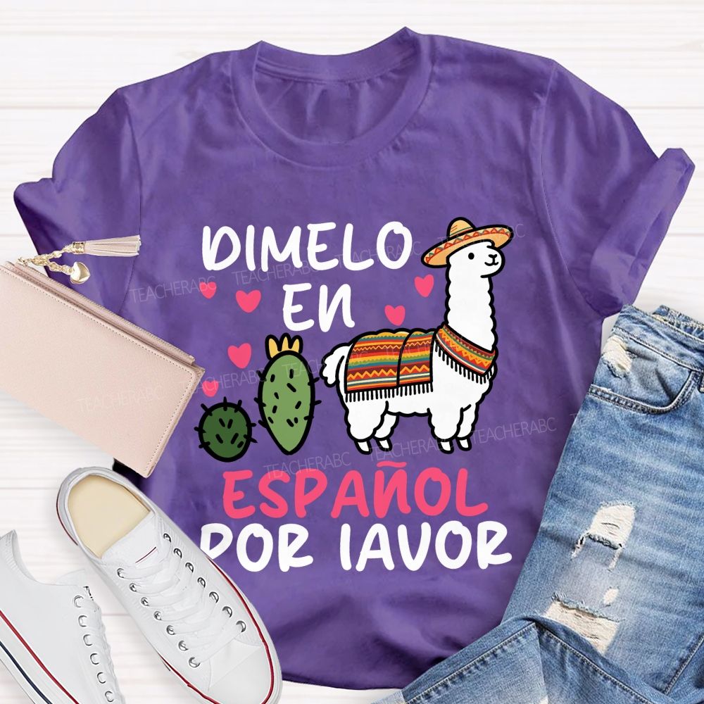 Dimelo En Espanol Por Favor Pink Heart Teacher T-shirt