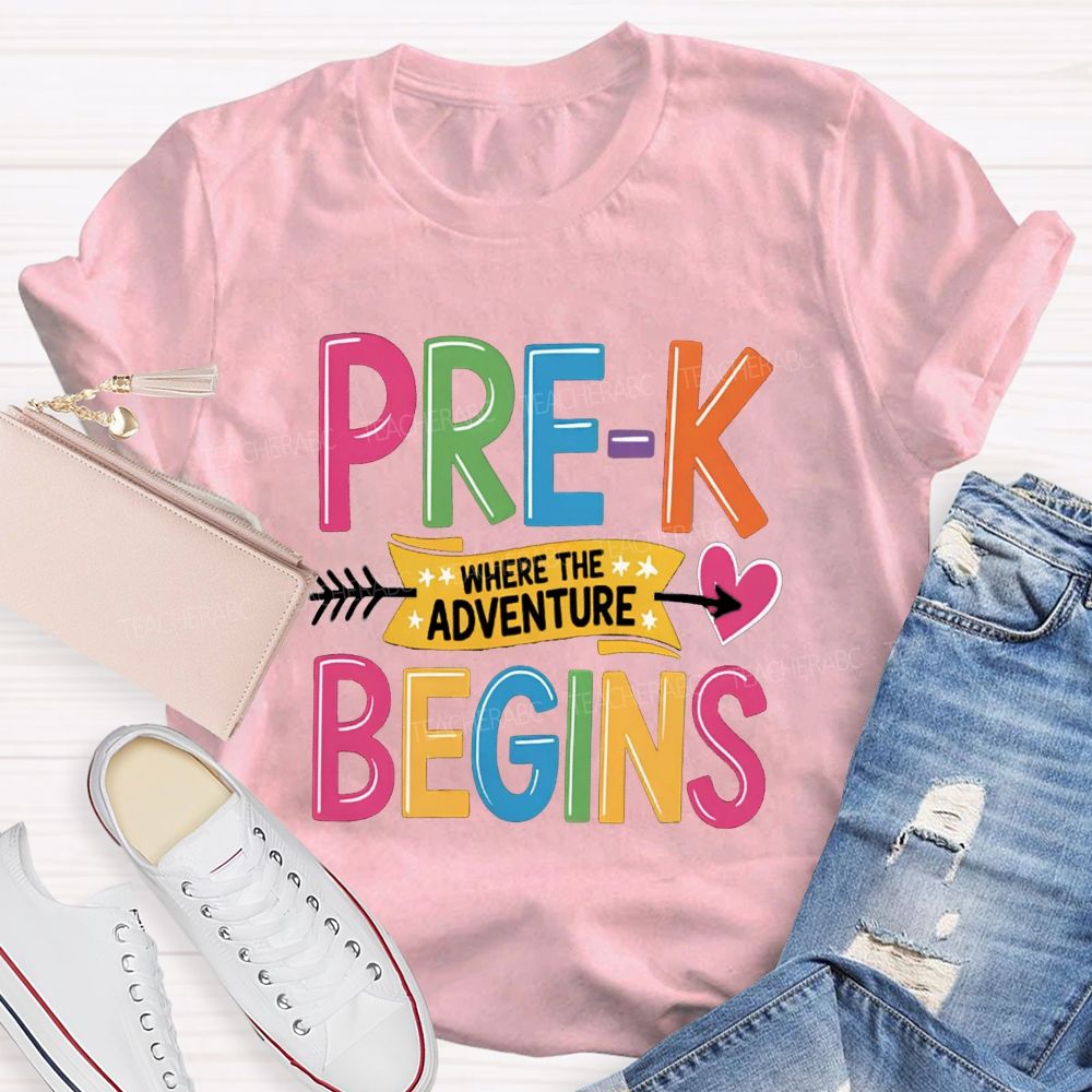 Personalized Grade Where The Adventure Begins Back To School Teacher T-Shirt