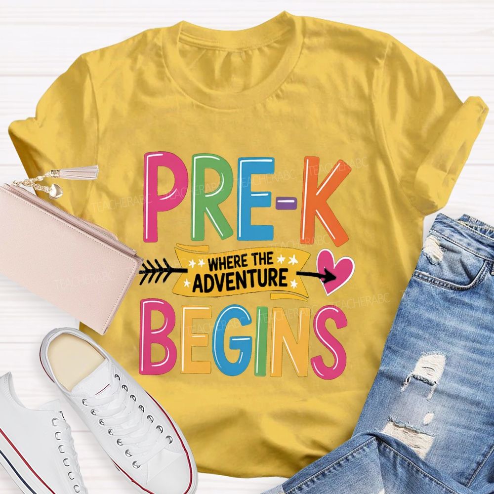 Personalized Grade Where The Adventure Begins Back To School Teacher T-Shirt
