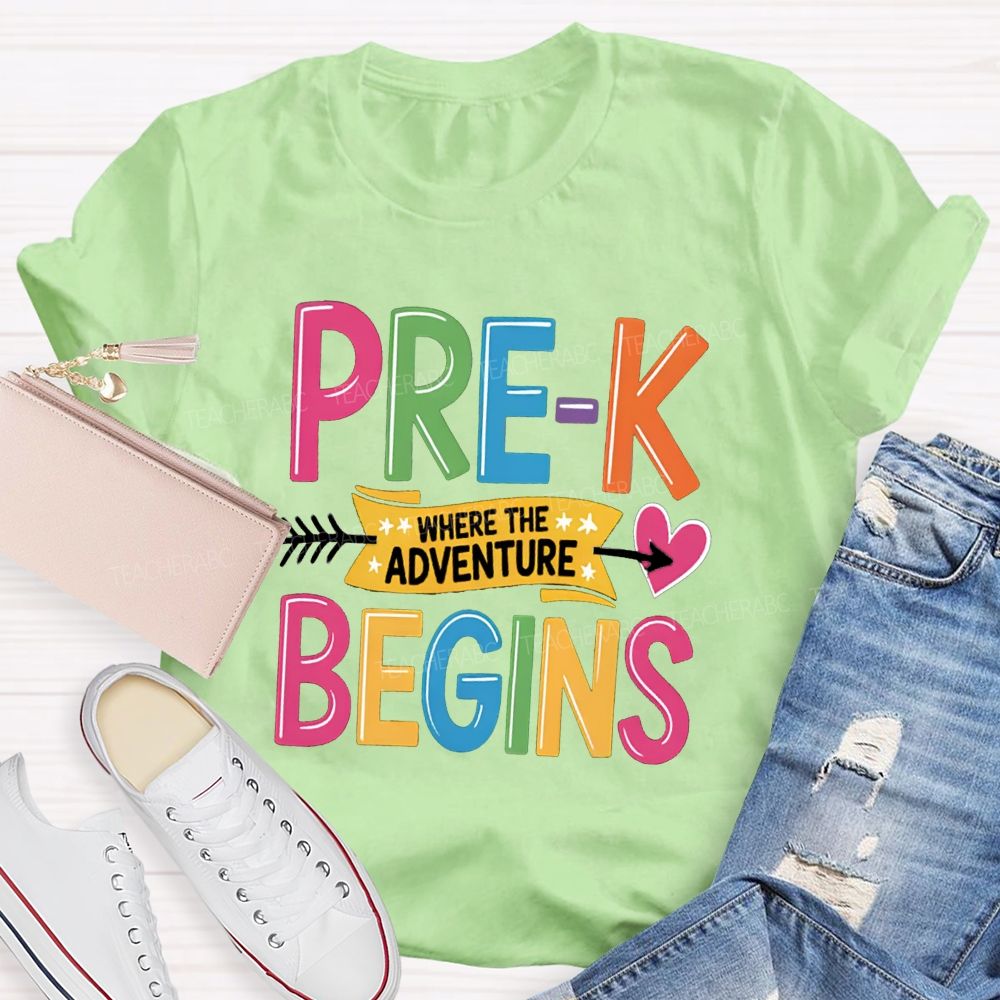 Personalized Grade Where The Adventure Begins Back To School Teacher T-Shirt