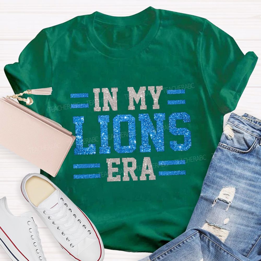 Personalized Mascot In My Tiger Era Glitter Printed Teacher T-Shirt