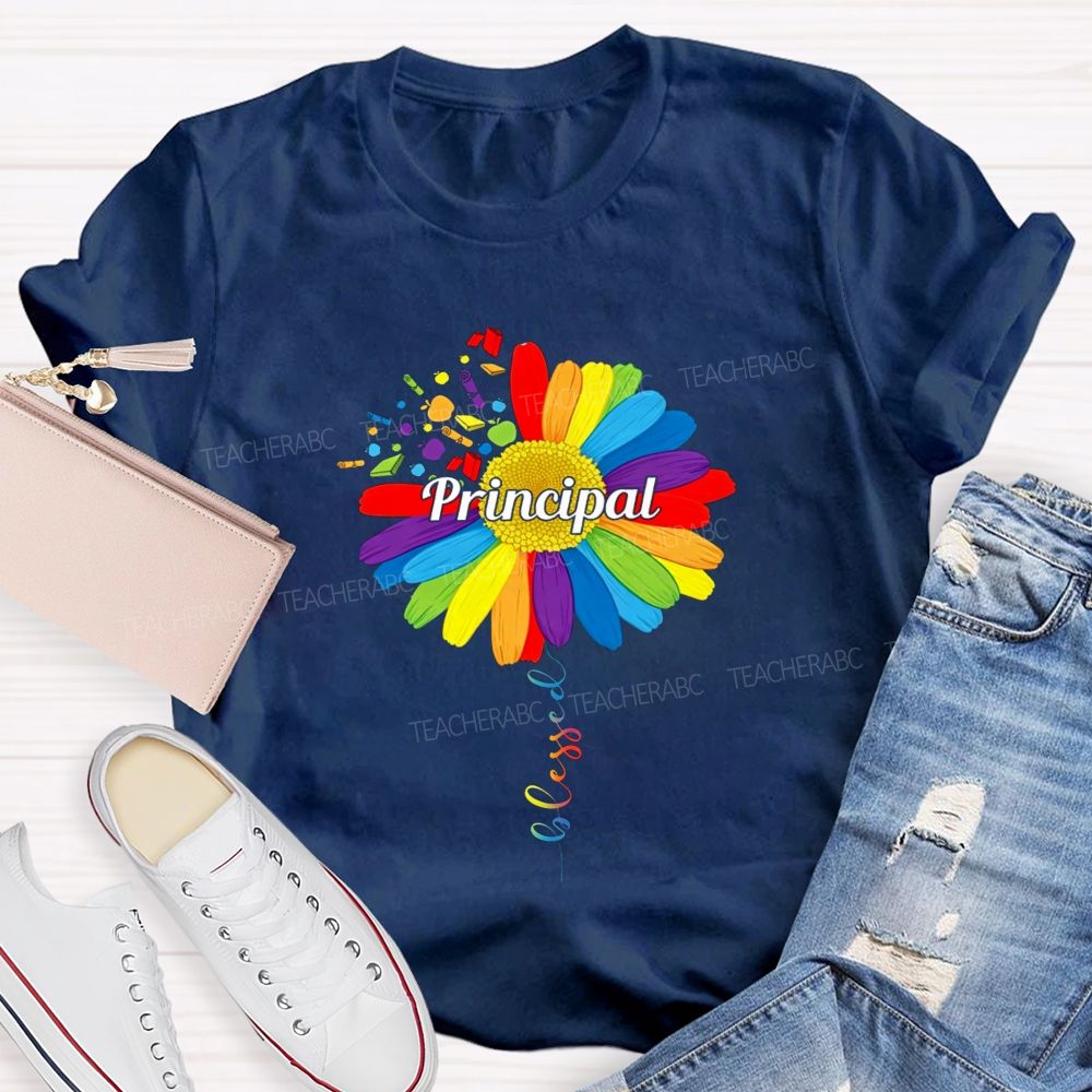 Cute Colorful Daisy Balloon Principal T-shirt