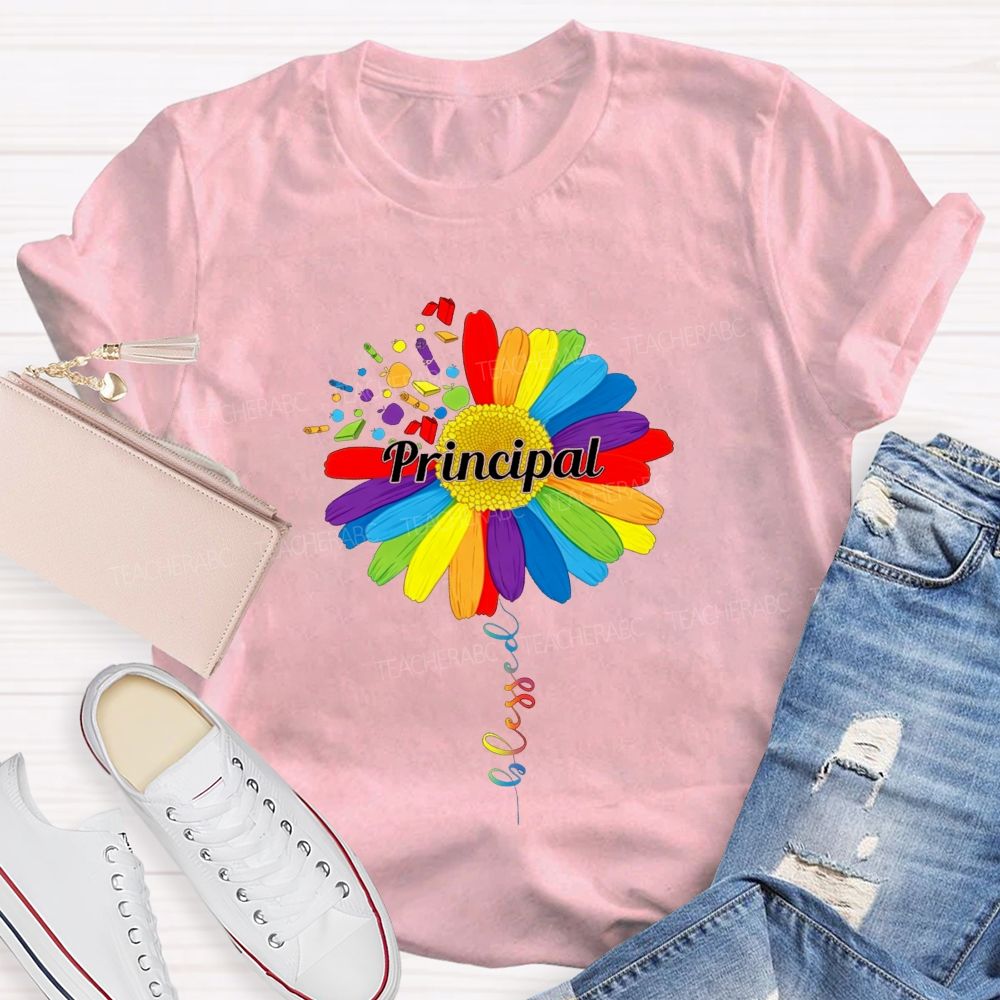 Cute Colorful Daisy Balloon Principal T-shirt