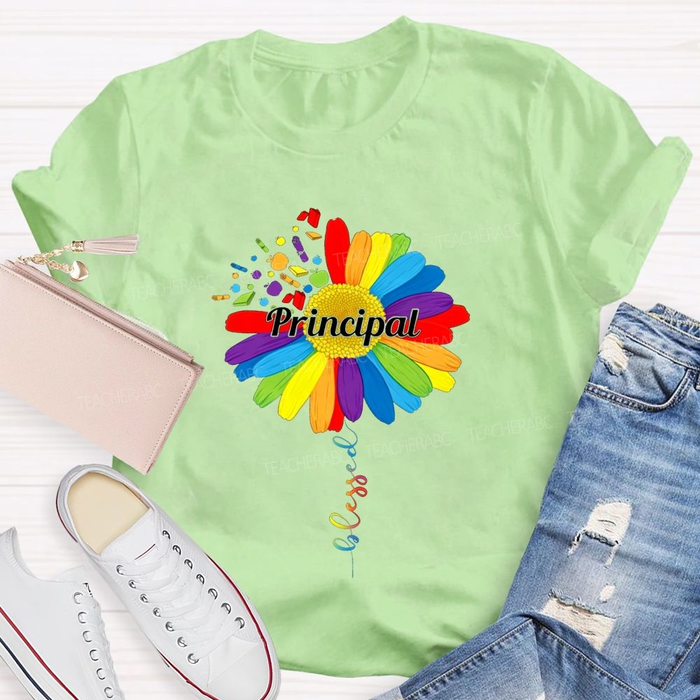 Cute Colorful Daisy Balloon Principal T-shirt