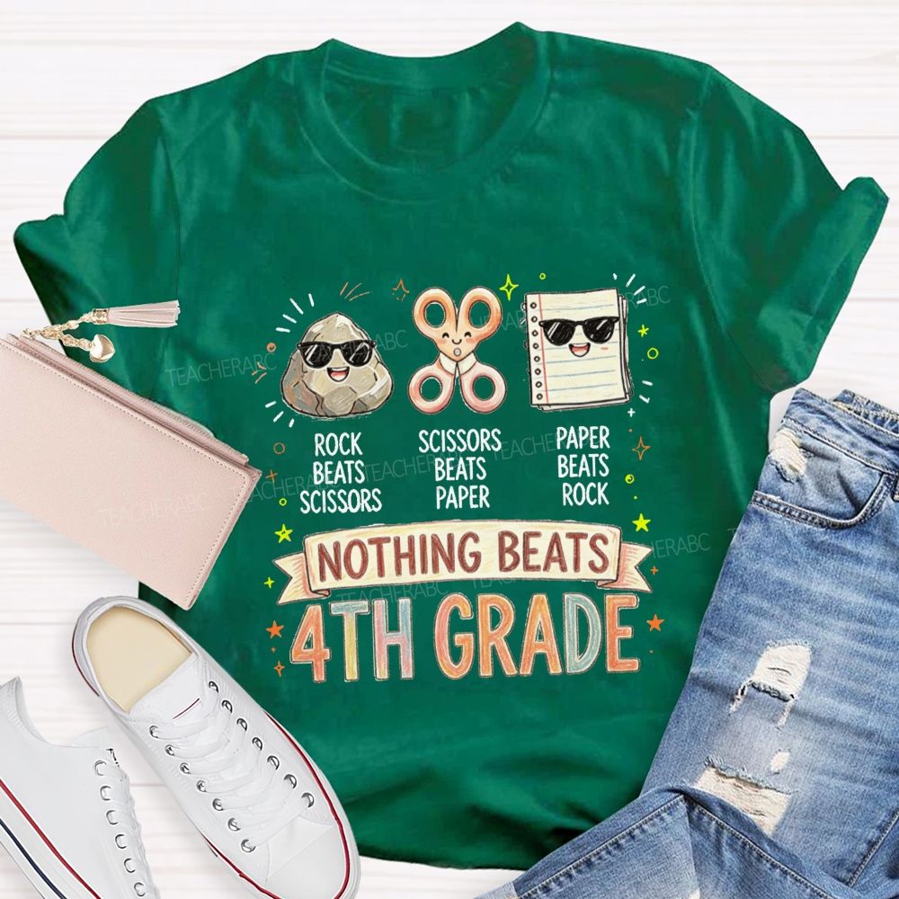 Personalized Grad Nothing Beats 4th Grade E Teacher T-Shirt