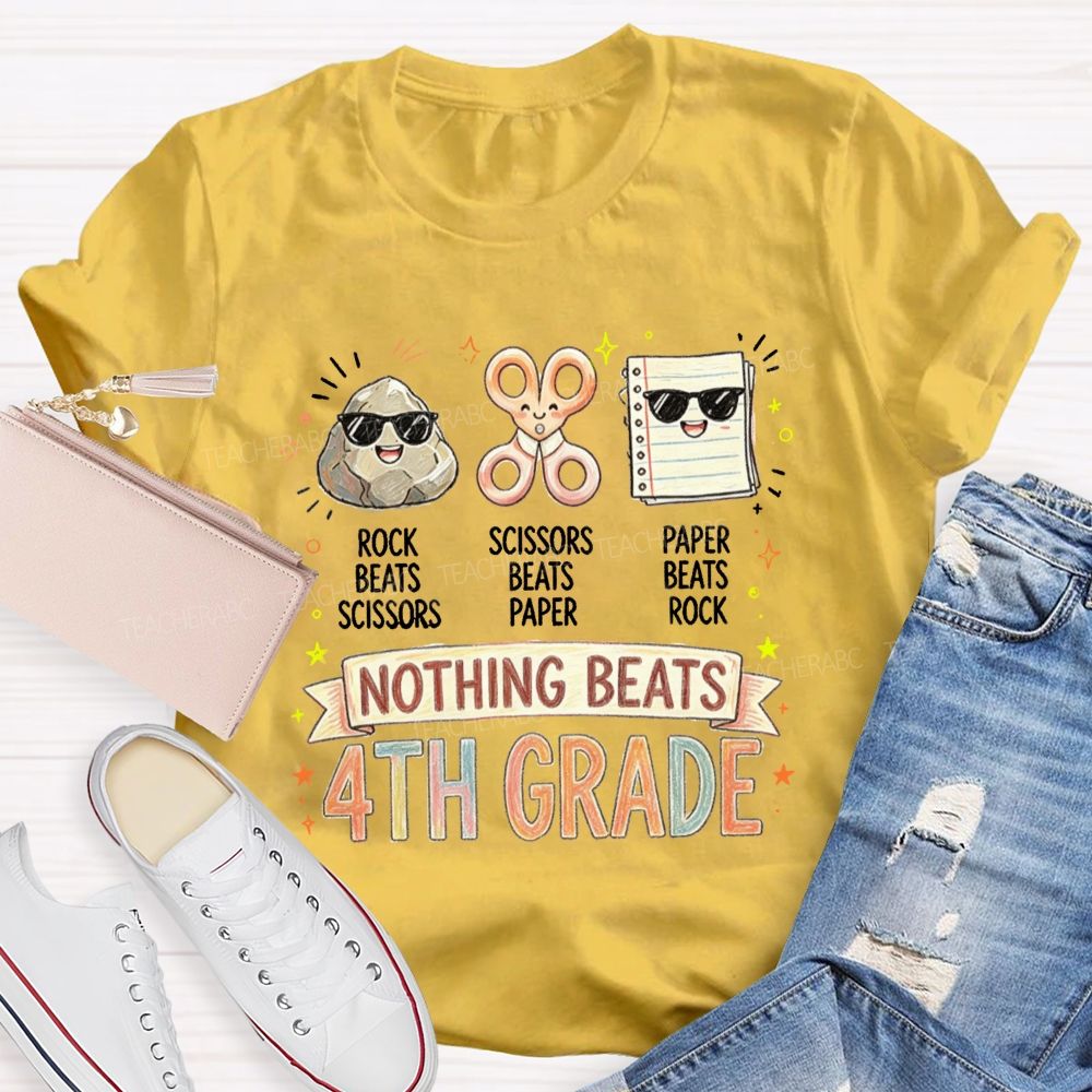 Personalized Grad Nothing Beats 4th Grade E Teacher T-Shirt