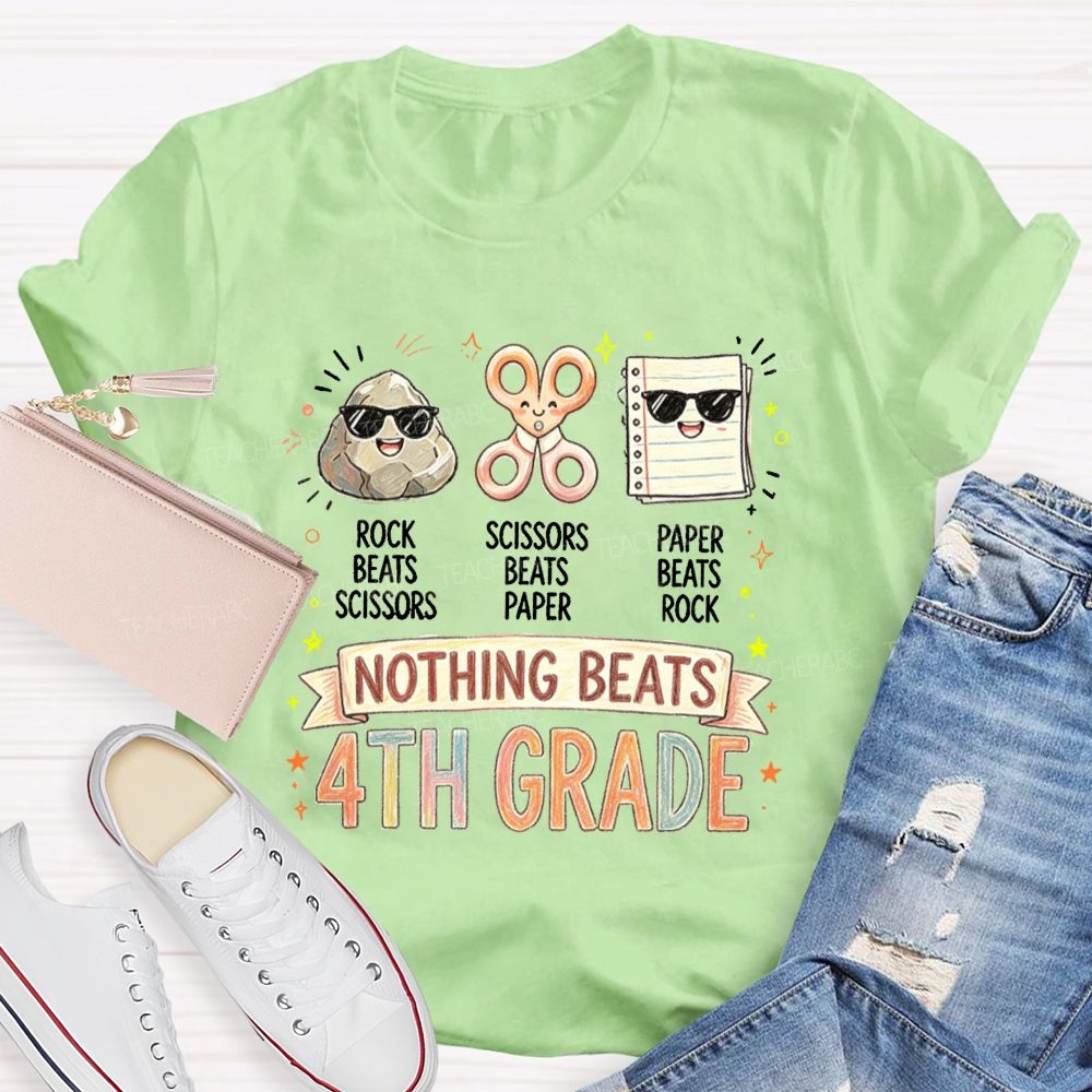 Personalized Grad Nothing Beats 4th Grade E Teacher T-Shirt