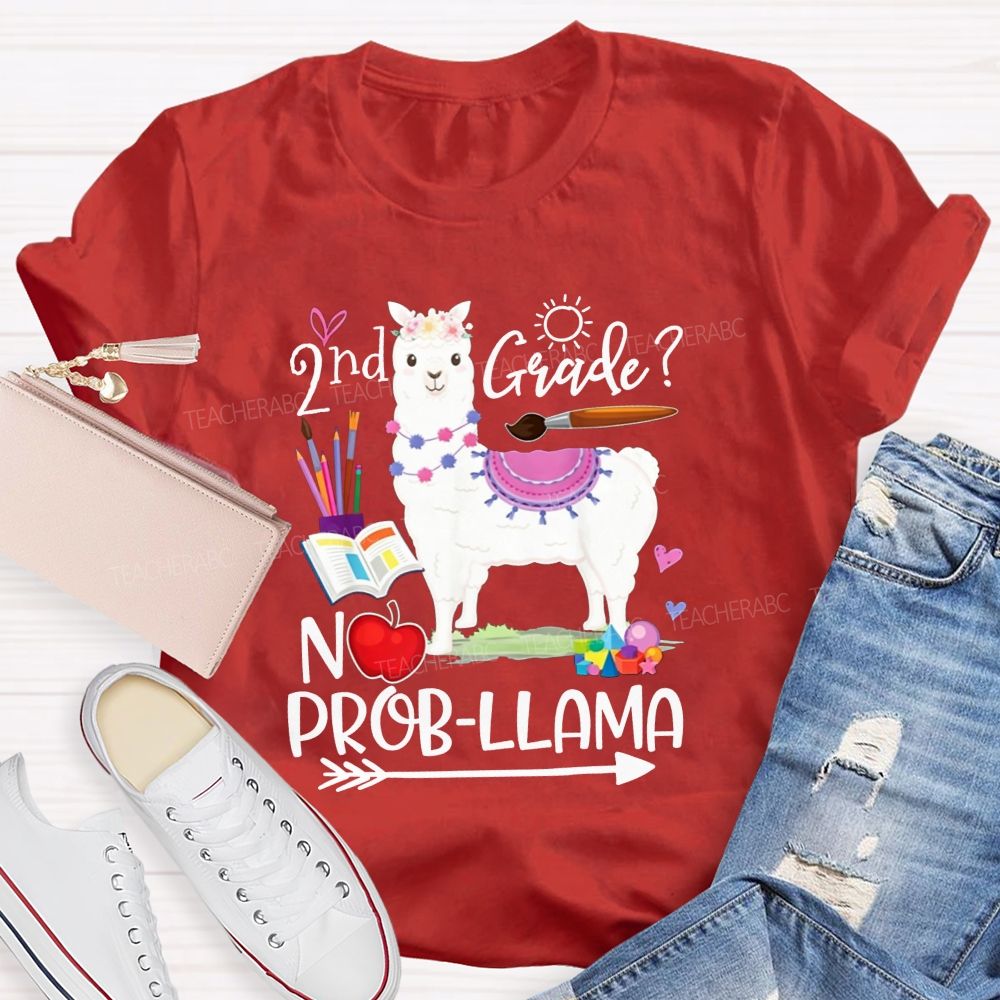 Personalized Grade 2nd Grade No Prob-Llama Teacher T-shirt
