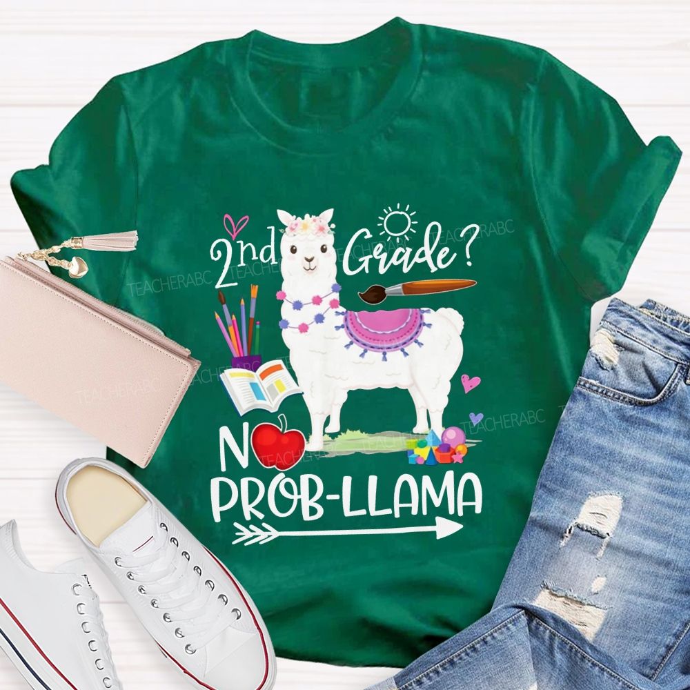 Personalized Grade 2nd Grade No Prob-Llama Teacher T-shirt