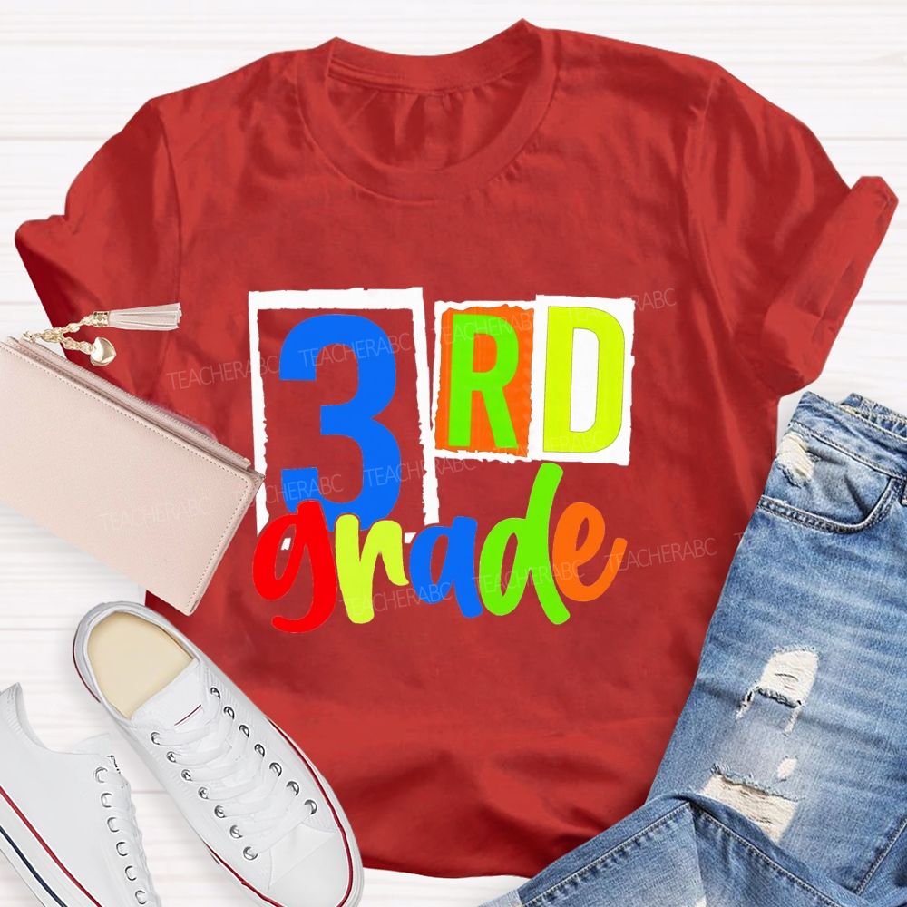 Personalized Grade Back To School Bright Letters Teacher T-Shirt
