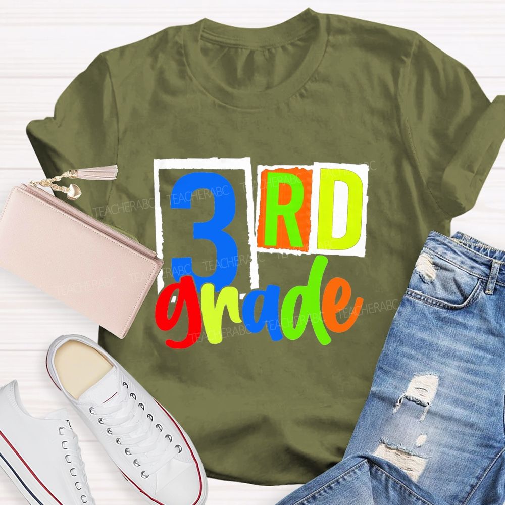 Personalized Grade Back To School Bright Letters Teacher T-Shirt