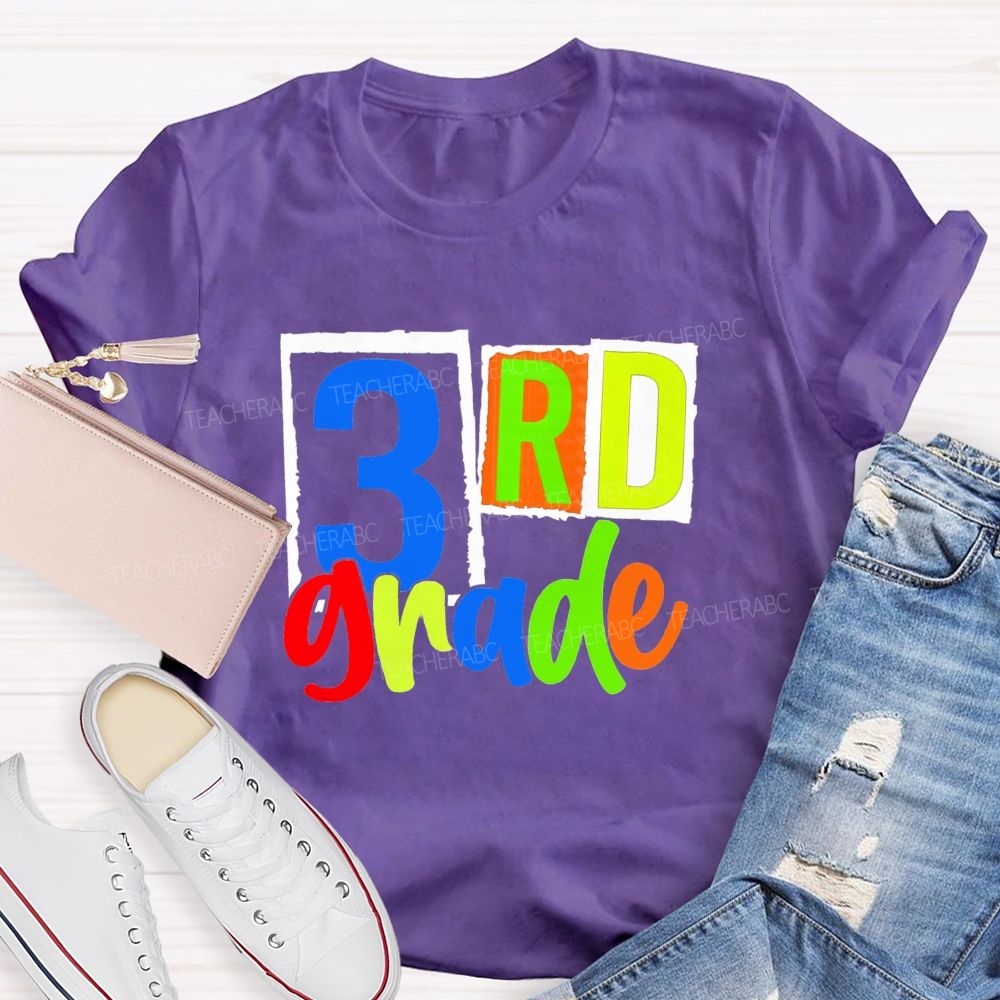 Personalized Grade Back To School Bright Letters Teacher T-Shirt