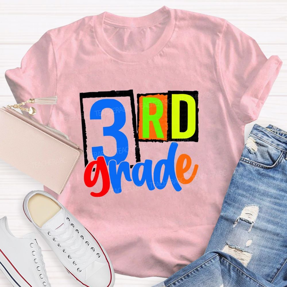 Personalized Grade Back To School Bright Letters Teacher T-Shirt