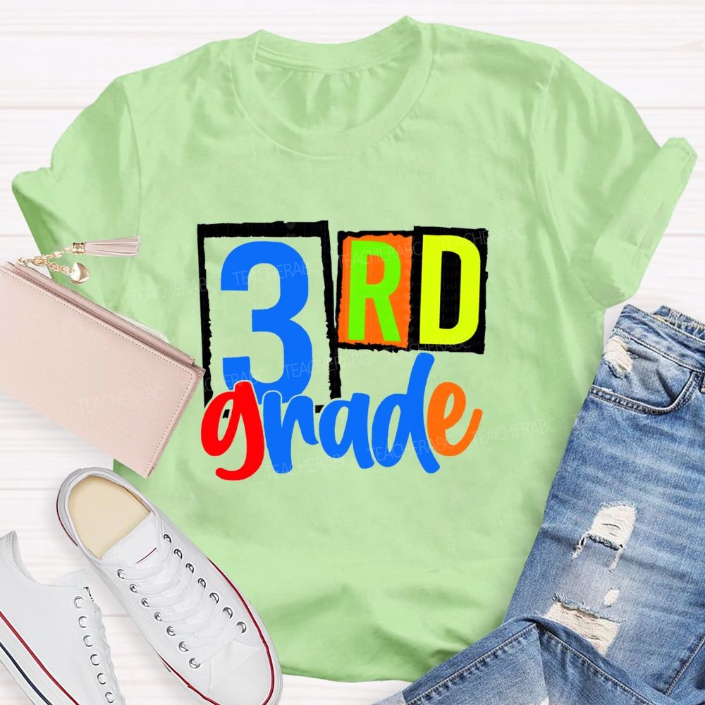 Personalized Grade Back To School Bright Letters Teacher T-Shirt