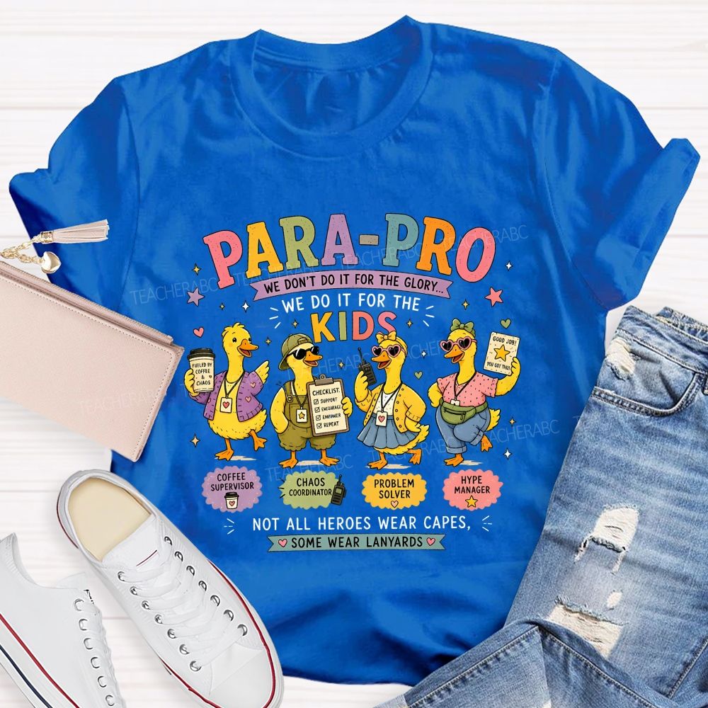 Parapro Not All Heroes Wear Capes Some Wear Lanyards Teacher T-shirt