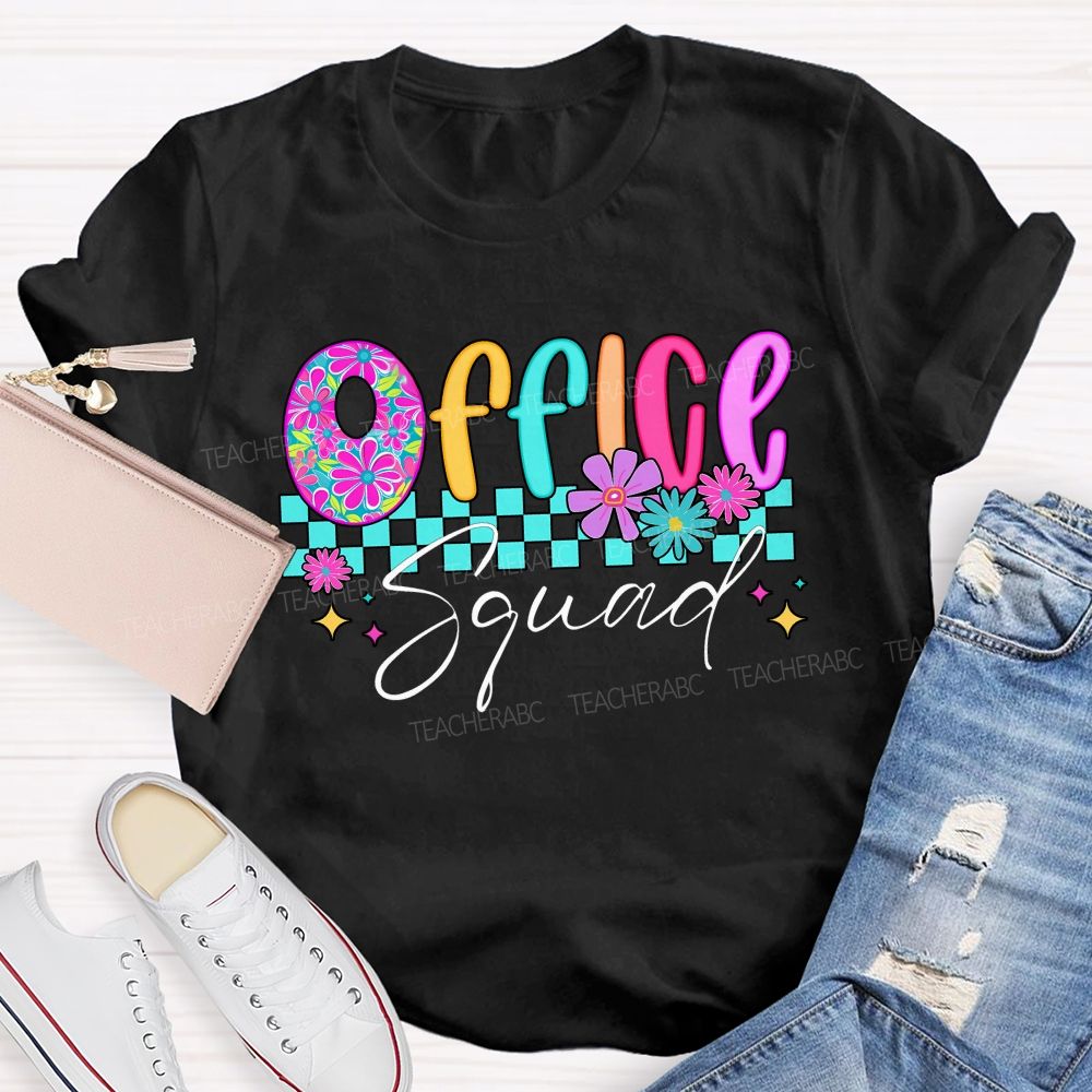 Office Squad Checkerboard Administrative Staff T-shirt