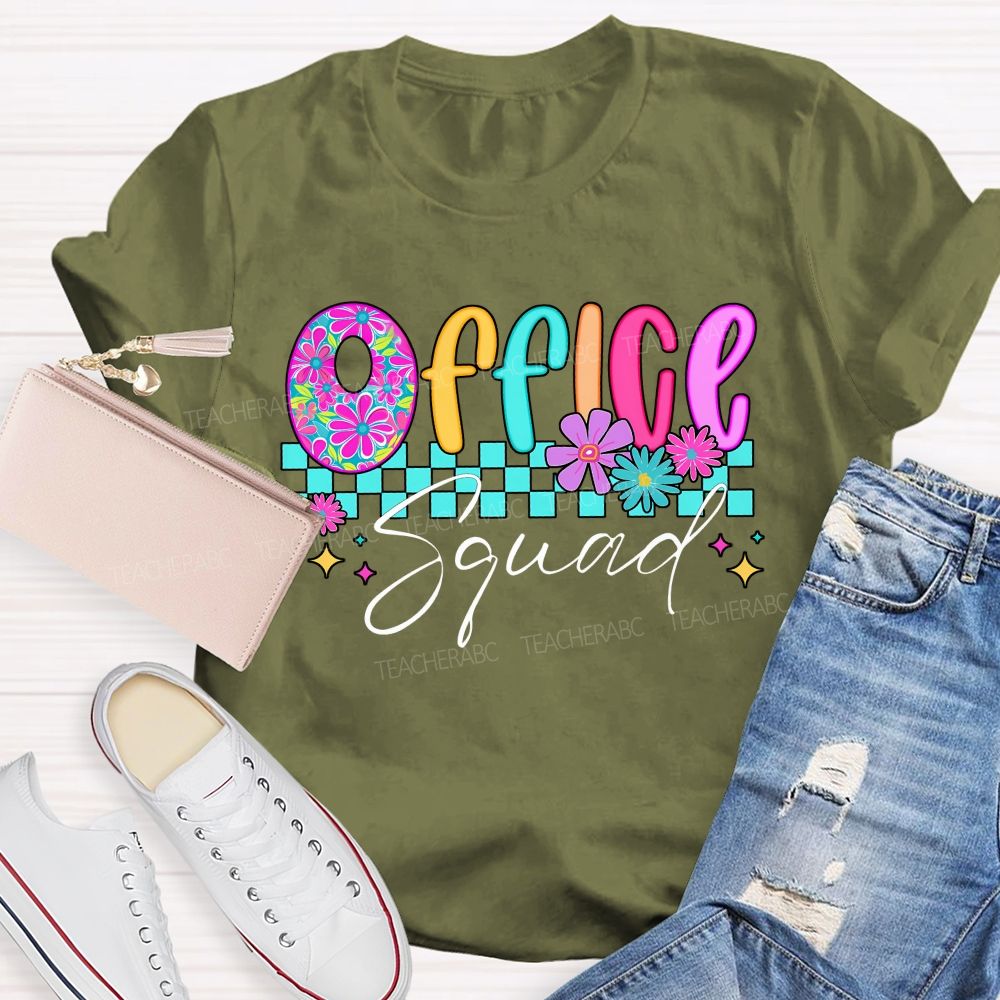 Office Squad Checkerboard Administrative Staff T-shirt