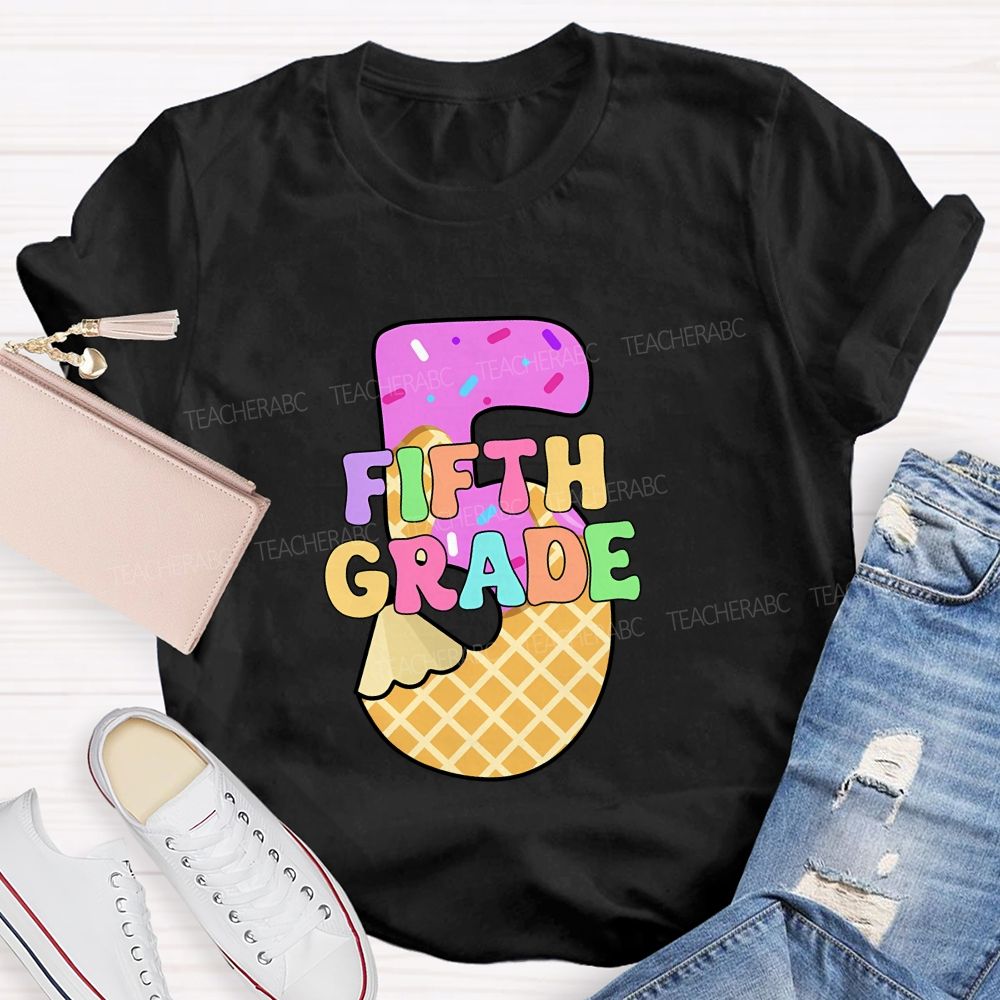 Personalized grade Pink Ice Cream Candy Back To School Teacher T-shirt