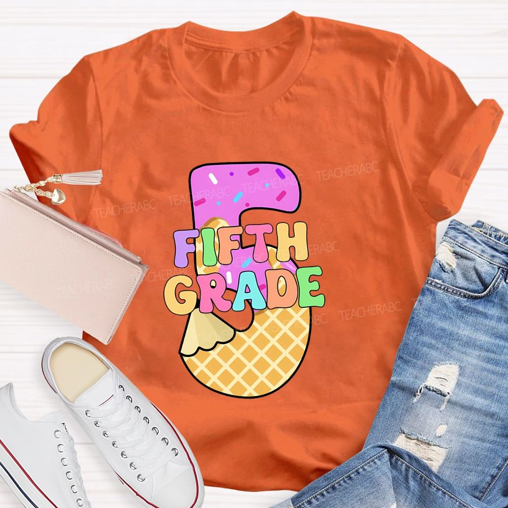 Personalized grade Pink Ice Cream Candy Back To School Teacher T-shirt