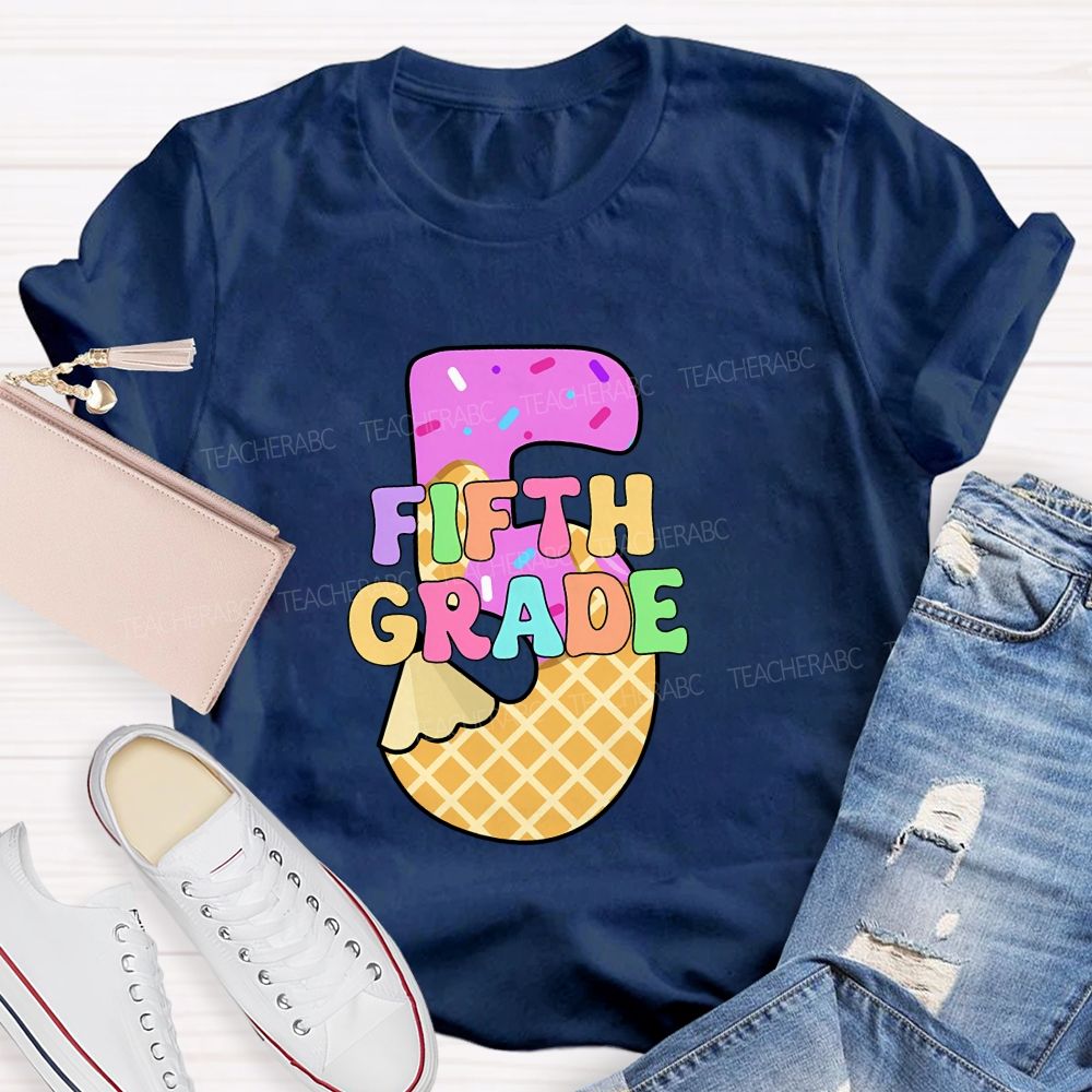 Personalized grade Pink Ice Cream Candy Back To School Teacher T-shirt