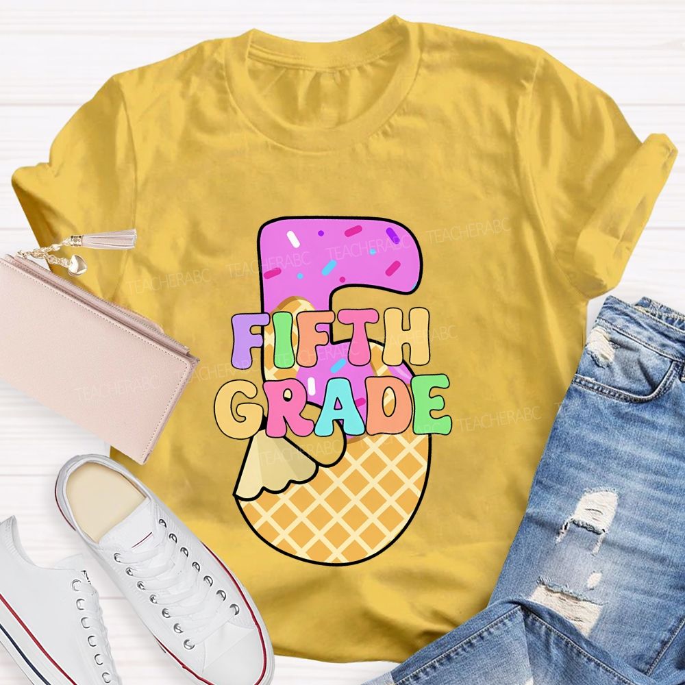 Personalized grade Pink Ice Cream Candy Back To School Teacher T-shirt