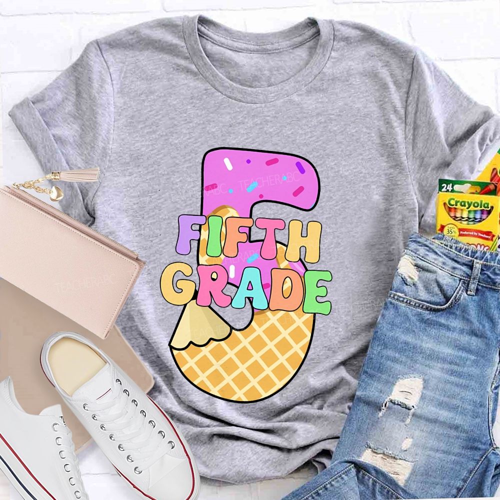 Personalized grade Pink Ice Cream Candy Back To School Teacher T-shirt