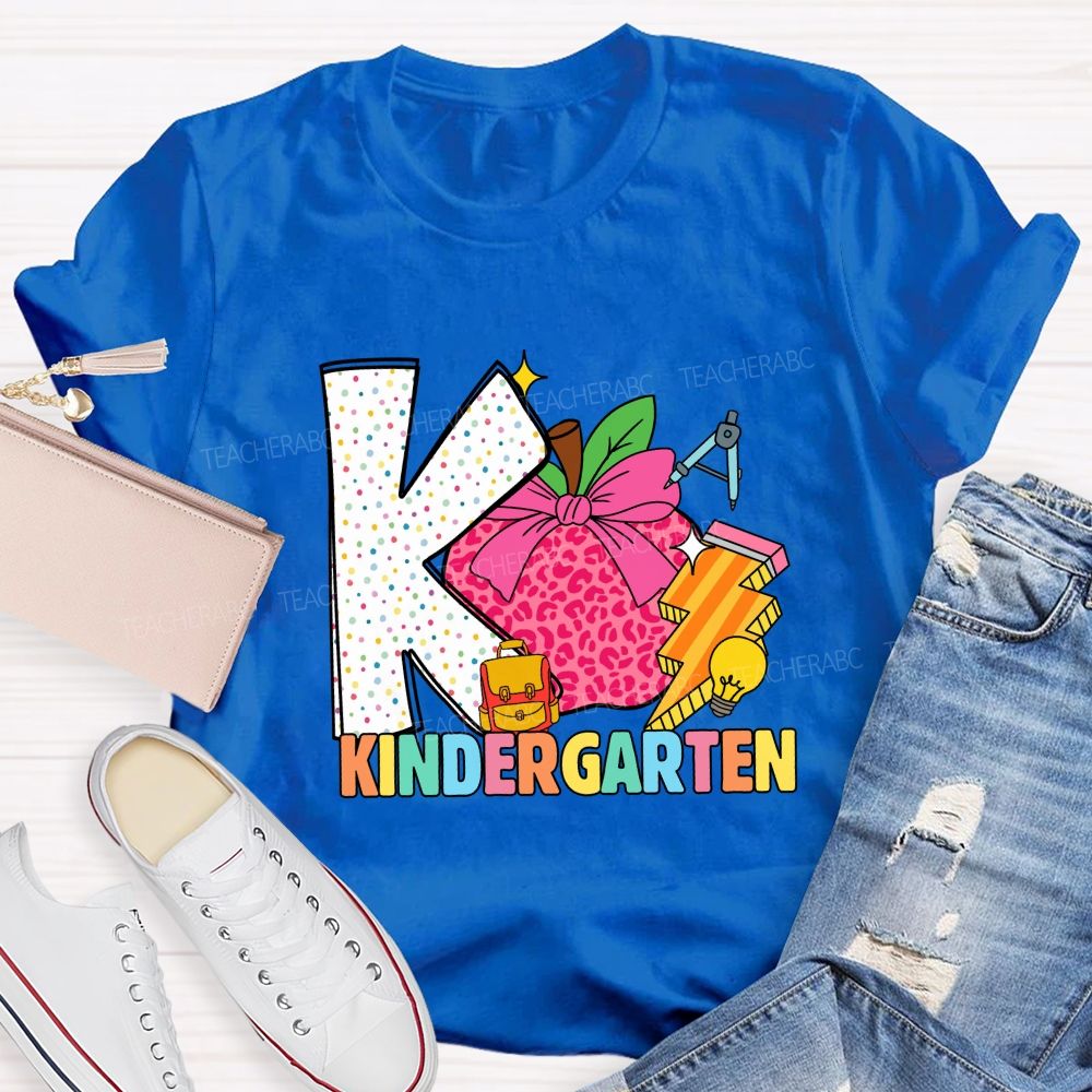 Personalized Grade Pink Leopard Apple Back To School Teacher T-Shirt