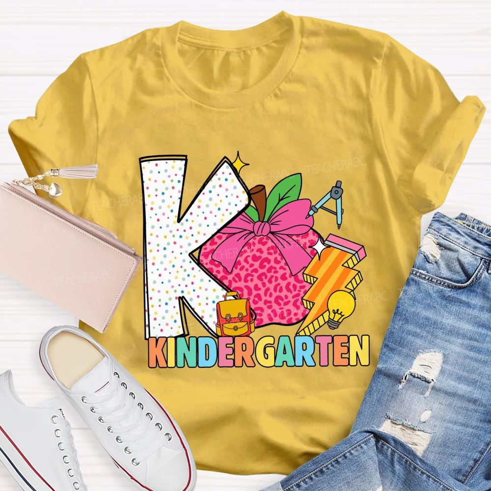 Personalized Grade Pink Leopard Apple Back To School Teacher T-Shirt