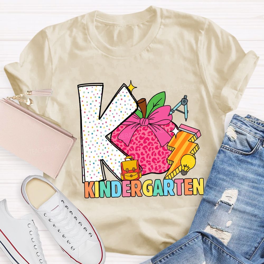 Personalized Grade Pink Leopard Apple Back To School Teacher T-Shirt
